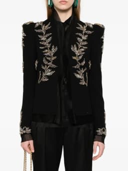 TWOTWINSTYLE Solid Spliced Beading Luxurious Jackets for Women V Neck Long Sleeves Temperament Jacket Female Fashion Clothes New