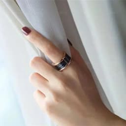 ES Fashion Brand Sterling Silver White Black Ceramic Ring for Women's Couple Temperament Luxury Jewelry Party Banquet Gift