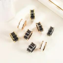 ES Fashion Brand Sterling Silver White Black Ceramic Ring for Women's Couple Temperament Luxury Jewelry Party Banquet Gift