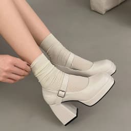 Lady's Sexy Ankle Strap Platform High-Heeled Shoes Black Leather Square Toe Fashionable Party Style Shoes Large Size for Summer