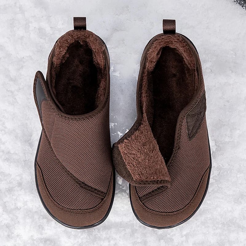Winter Fur-lined Wide Box Toe Open Shoes for Elderly Men Women Diabetic Shoes Swollen Foot Fat Orthopedics Hallux Valgus Bunion