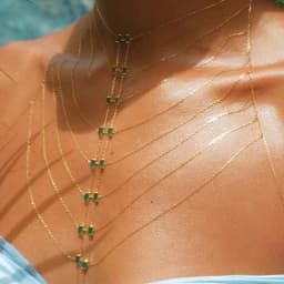 Multi-layer Green Black White CZ Pendant Necklace For Women Gold Color Bling CZ Tassel Body Chain Geometry Multiple Jewelry Gift