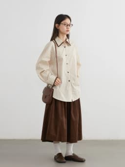 CHIC VEN Fashion Women Shirt Loose Striped Long Sleeve Female Blouses Butterfly Button Cotton Girl Coat Autumn Winter 2026