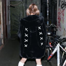 Kawaii Vintage Gothic Lolita Coat Women Harajuku Y2k Bear Ears Hooded Loose Plush Jacket Ropa Mujer Girls Sweet Warm Outwear