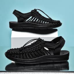 Summer Men Sandals Women Slippers Weaving Design Beach Sandals Breathable Casual Flat Sandals Outdoor Couples Sandals Size 48