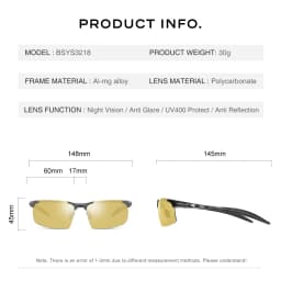 CAPONI Photochromic Sunglasses Men Original Design Sports Yellow Sun Glasses Fashion Driving Night Vision Eyewear UV400 BSYS3218