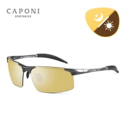 CAPONI Photochromic Sunglasses Men Original Design Sports Yellow Sun Glasses Fashion Driving Night Vision Eyewear UV400 BSYS3218