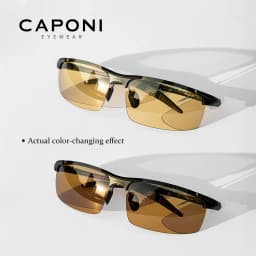 CAPONI Photochromic Sunglasses Men Original Design Sports Yellow Sun Glasses Fashion Driving Night Vision Eyewear UV400 BSYS3218