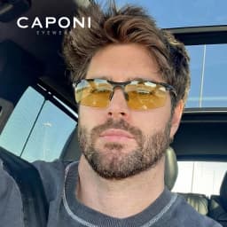 CAPONI Photochromic Sunglasses Men Original Design Sports Yellow Sun Glasses Fashion Driving Night Vision Eyewear UV400 BSYS3218