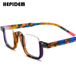 FONEX HEPIDEM Acetate Eyeglasses Frame Men New Square Brand Design Glasses Women Retro Vintage Eyewear Japanese Spectacles 9287