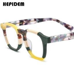 FONEX HEPIDEM Acetate Eyeglasses Frame Men New Square Brand Design Glasses Women Retro Vintage Eyewear Japanese Spectacles 9287