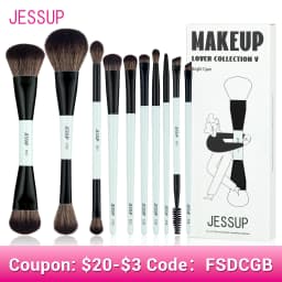 Jessup Makeup Brushes Set 2/3/6/10PCS,Double Sided Foundation Contour Brush Blush Blending Eyeshadow Concealer Cruelty Free T500