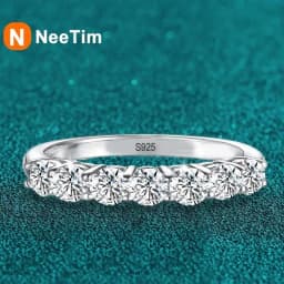 NeeTim 3mm Moissanite Ring for Women S925 Sterling Silver Rings with White Gold Plated Sparkling Wedding Bridal Band Jewelry