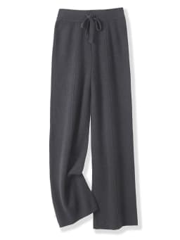 100% Merino Wool Pants Women Autumn Winter Casual Wide Leg Trousers Middle Seam Style Knitted Cashmere Soft Lace-up Trendy Pants