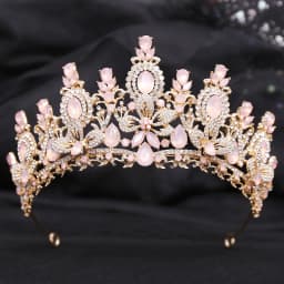 KMVEXO Baroque Luxury Water Drop Flower Crystal Opal Tiara For Women Wedding Girls Birthday Party Elegant Crown Hair Accessories
