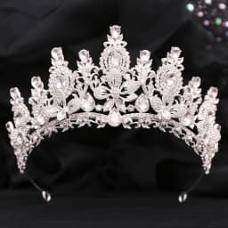 KMVEXO Baroque Luxury Water Drop Flower Crystal Opal Tiara For Women Wedding Girls Birthday Party Elegant Crown Hair Accessories