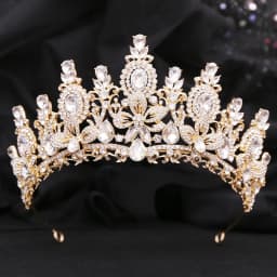 KMVEXO Baroque Luxury Water Drop Flower Crystal Opal Tiara For Women Wedding Girls Birthday Party Elegant Crown Hair Accessories