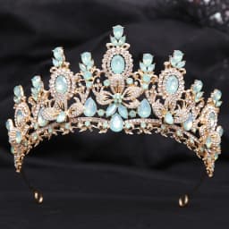 KMVEXO Baroque Luxury Water Drop Flower Crystal Opal Tiara For Women Wedding Girls Birthday Party Elegant Crown Hair Accessories