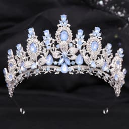 KMVEXO Baroque Luxury Water Drop Flower Crystal Opal Tiara For Women Wedding Girls Birthday Party Elegant Crown Hair Accessories