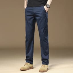 97% Cotton Cargo Style Casual Pants Men's Splicing Straight Fashion Elastic Business Trousers Spring Autumn Male Clothes Pants