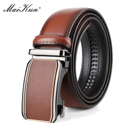 Maikun Leather Ratchet Belt For Men Click Leather Belt Adjustable Buckle Trim To Fit Black Brown