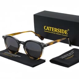 CATERSIDE Round Polarized Sunglasses Men Propionic High Quality Sun Glasses Women Punk Outdoor Driving Fishing Eyewear UV400