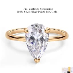 COSYA 1/2/3/4CT Pear Cut Moissanite Ring/Earrings For Women 100% S925 Silver Waterdrop Solitaire Wedding Band Fine Jewelry Gift
