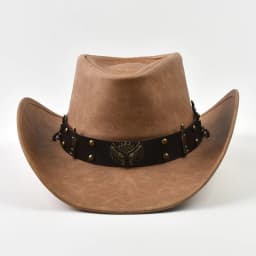 New 100% Leather Men Women Western Cowboy Hat Wide Brim Godfather Hats Gentleman Church Sombrero Hombre Jazz Cap