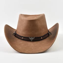 New 100% Leather Men Women Western Cowboy Hat Wide Brim Godfather Hats Gentleman Church Sombrero Hombre Jazz Cap