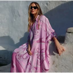 Summer Beach Vacation Outfit Robe Oversized Women's Print Kaftan Maxi Dress with Pattern Loose Fit Full Sleeve Long Dresses