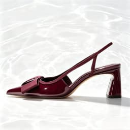 Sexy Burgundy Patent Leather Pointed Toe Pumps Women Fashion Bow Slingback Brand Designer Shoes Elegant Cozy Banquet Dress Shoes