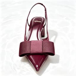 Sexy Burgundy Patent Leather Pointed Toe Pumps Women Fashion Bow Slingback Brand Designer Shoes Elegant Cozy Banquet Dress Shoes