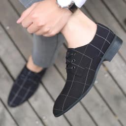 Plaid With Laces Gray Young Students Social Shoe for Men Casual Business Official Black Clothing Office New 39 Dress Shoes Man