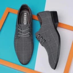 Plaid With Laces Gray Young Students Social Shoe for Men Casual Business Official Black Clothing Office New 39 Dress Shoes Man
