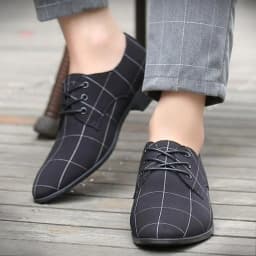 Plaid With Laces Gray Young Students Social Shoe for Men Casual Business Official Black Clothing Office New 39 Dress Shoes Man
