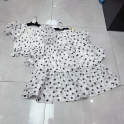 TWOTWINSTYLE French Style Print Two Piece Sets For Women Round Neck Short Sleeve Top High Waist Skirt Cute Set Female KSE532834