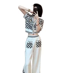 Spring and Summer New Style Casual Age Reducing Wide Leg Pants Two-piece Set Fashionable Retro Top Set for Women