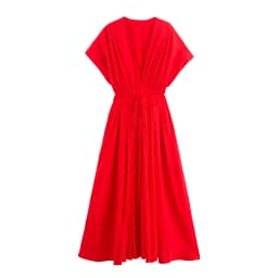 HH Summer Woman Lace Pleated Single-Breasted Design Midi Dress Women V-Neck Short Sleeve Chic Dress Elegant Slim Beach Dress
