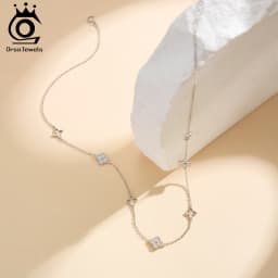 ORSA JEWELS Classic Flower Choker Necklace 925 Sterling Silver Elegant Flower Charm Necklace Women's Daily Dating Jewelry APN59