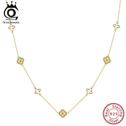 ORSA JEWELS Classic Flower Choker Necklace 925 Sterling Silver Elegant Flower Charm Necklace Women's Daily Dating Jewelry APN59