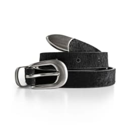 Maden Women’s Leather Belt Vintage Black Leopard Print Narrow Cowhide Belt with Pin Buckle Fashion Female Waist Accessories