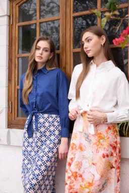 AS SS26 linen shirt + print dress collection high quality print linen and knitting cardigan woman outfit