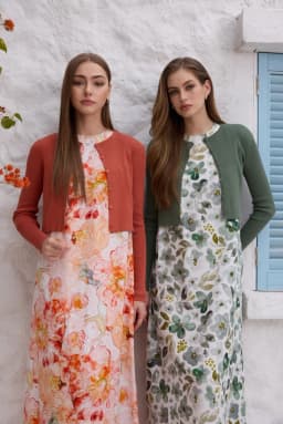 AS SS26 linen shirt + print dress collection high quality print linen and knitting cardigan woman outfit