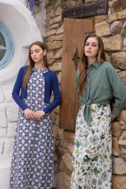 AS SS26 linen shirt + print dress collection high quality print linen and knitting cardigan woman outfit