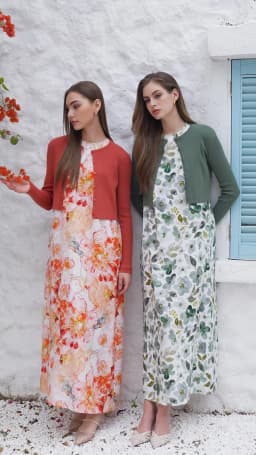 AS SS26 linen shirt + print dress collection high quality print linen and knitting cardigan woman outfit