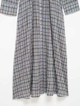 ETJ 2026 Spring Women's New Collection - Elegant and Simple Shoulder Emblem Decorated Checkered Shirt-style Long Dress