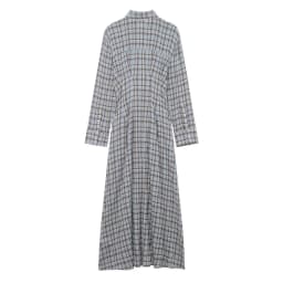 ETJ 2026 Spring Women's New Collection - Elegant and Simple Shoulder Emblem Decorated Checkered Shirt-style Long Dress