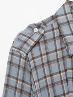 ETJ 2026 Spring Women's New Collection - Elegant and Simple Shoulder Emblem Decorated Checkered Shirt-style Long Dress