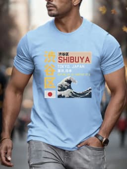 New Summer Men's Japan Tokyo Letter 3D Print T-Shirts Short Sleeves Tee Shirt Oversized Fashion Tops Casual Tees Men's Clothing
