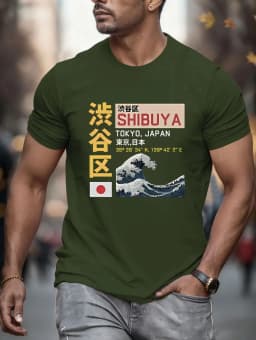 New Summer Men's Japan Tokyo Letter 3D Print T-Shirts Short Sleeves Tee Shirt Oversized Fashion Tops Casual Tees Men's Clothing
